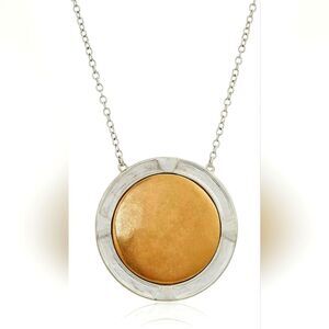 The Sak Gold & Silver Metal Inlay Pendant Necklace NWT 28"